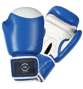 Target Leather Boxing Sparring Training Glove Blue White 10oz - 16oz